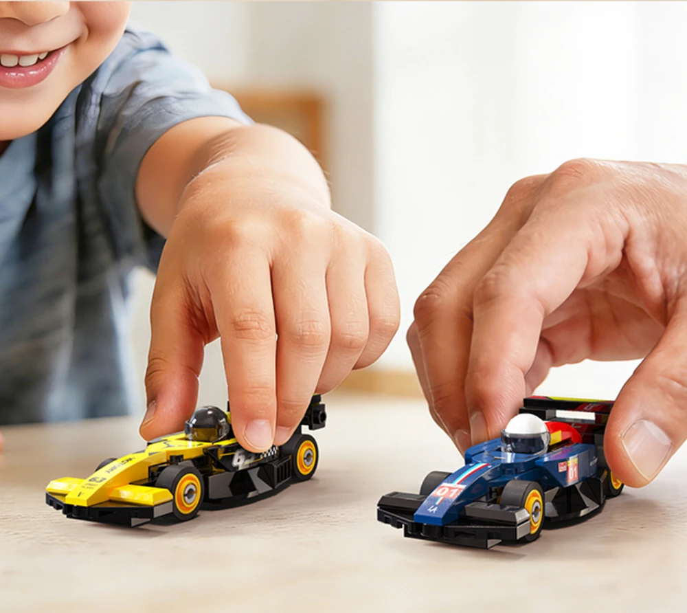 Klocki konstrukcyjne CaDA wyścigówka Samochód wyścigowy Circuit Racing Car Juodas & Geltona 70 dalys