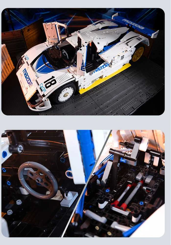 CaDA konstruktoriaus kaladėlės lenktyninis automobilis 50 cm 1:10 Mazda 787B sportinis automobilis 1797 detalės