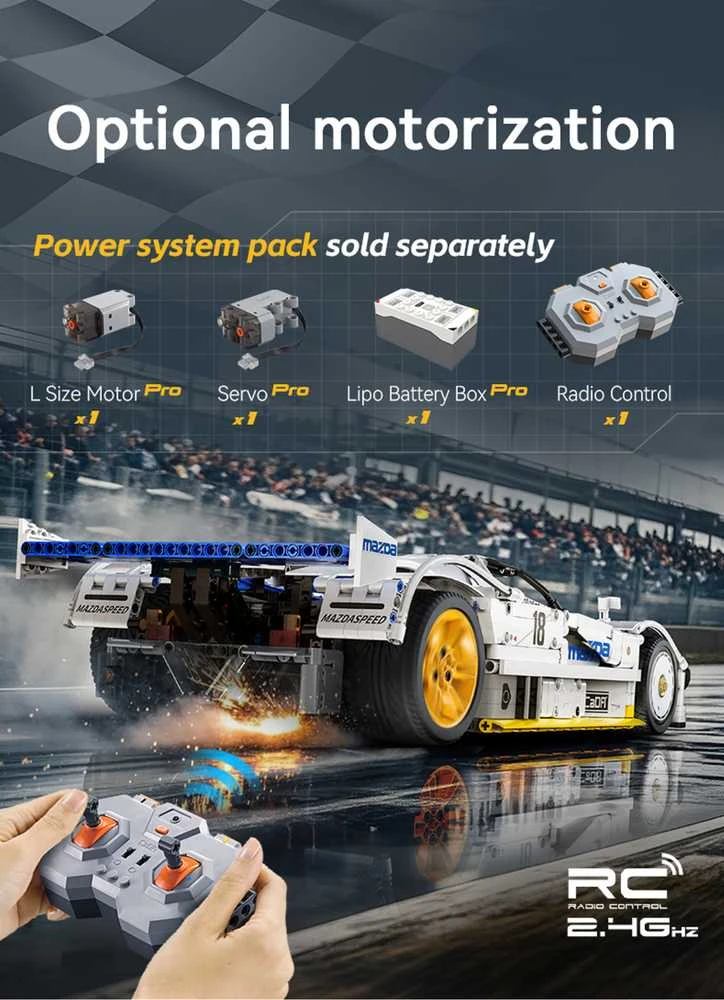 CaDA konstruktoriaus kaladėlės lenktyninis automobilis 50 cm 1:10 Mazda 787B sportinis automobilis 1797 detalės