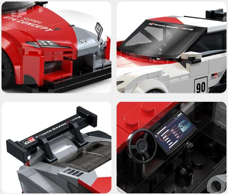 CaDA konstruktoriaus kaladėlės lenktyniniam automobiliui „Toyota GR Supra GT4“, 324 detalės