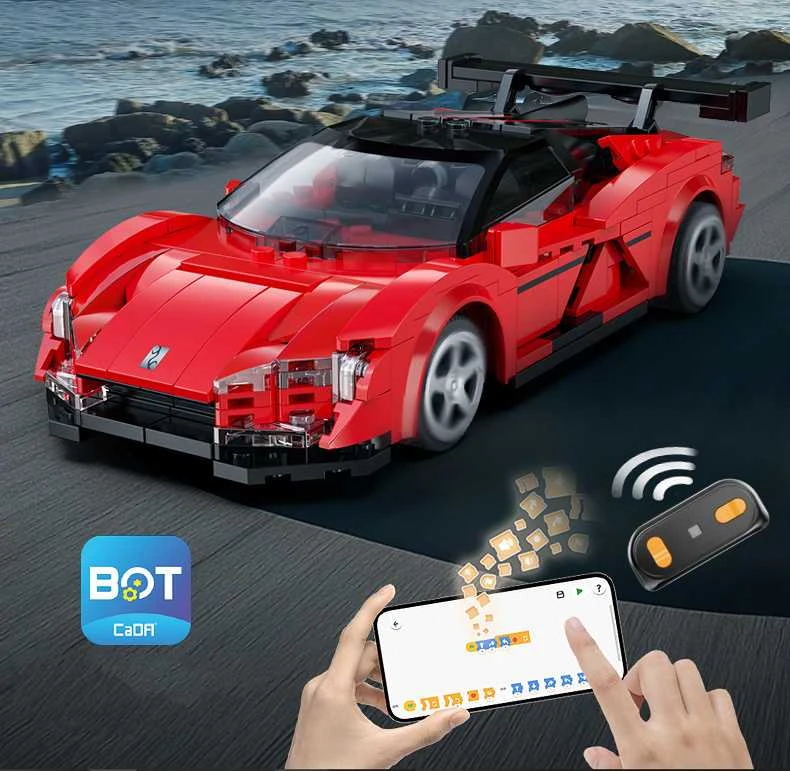 CaDA statybinių blokų lenktyninis nuotolinio valdymo lenktyninis automobilis Yangwang U9 statybinių blokų sportinis automobilis 299 dienos RC
