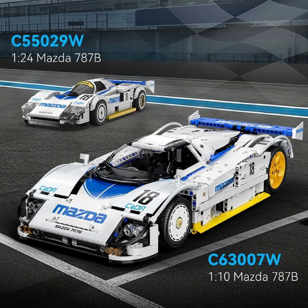 CaDA konstruktoriaus kaladėlės lenktyninis automobilis 50 cm 1:10 Mazda 787B sportinis automobilis 1797 detalės