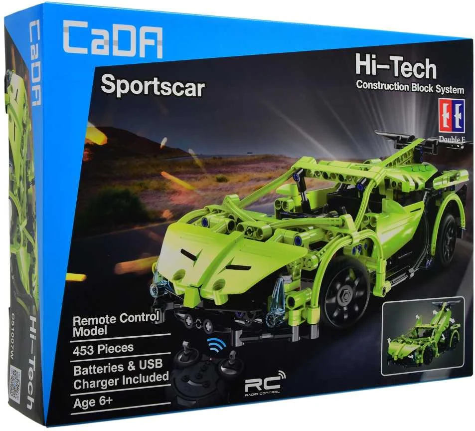 CaDA statybiniai blokai Nuotoliniu būdu valdomas automobilis 32 cm Car žalia Sportscar 453 RC Elements
