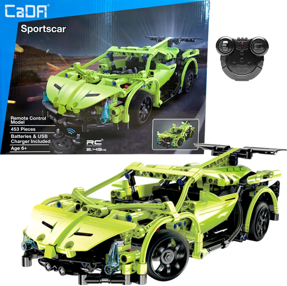 CaDA statybiniai blokai Nuotoliniu būdu valdomas automobilis 32 cm Car žalia Sportscar 453 RC Elements