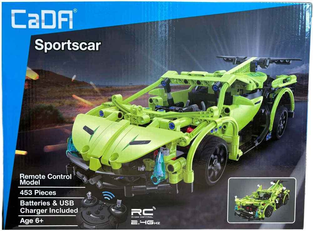 CaDA statybiniai blokai Nuotoliniu būdu valdomas automobilis 32 cm Car žalia Sportscar 453 RC Elements