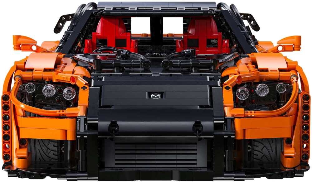 CaDA statybiniai blokai Nuotoliniu būdu valdomas automobilis 56 cm oranžinės spalvos automobilių lenktynės Mazda RX-7 3305 dalys RC