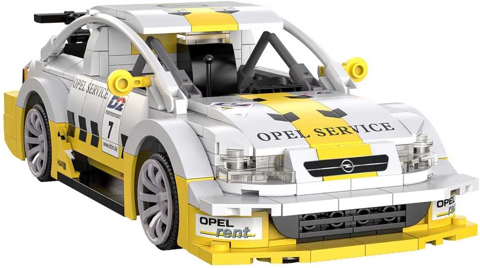 CaDA statybiniai blokai Nuotoliniu būdu valdomas sportinis automobilis balta Opel Astra V8 Coupe Lentyninė mašinėlė RC Dual Mode 330 dalys