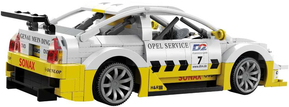 CaDA statybiniai blokai Nuotoliniu būdu valdomas sportinis automobilis balta Opel Astra V8 Coupe Lentyninė mašinėlė RC Dual Mode 330 dalys