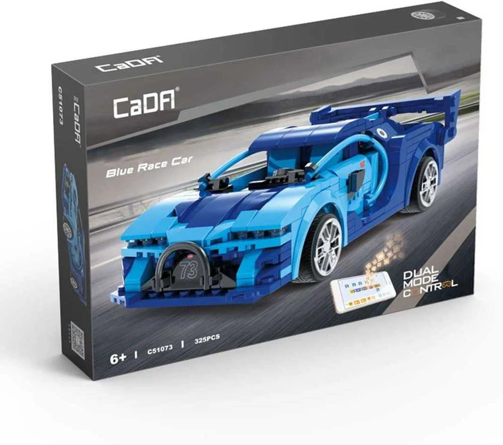Klocki konstrukcyjne CaDA Zdalnie sterowany samochód Lentyninė mašinėlė Wyścigówka Važiuoklė RC Mėlyna Race Car Dual Mode 325 dalys