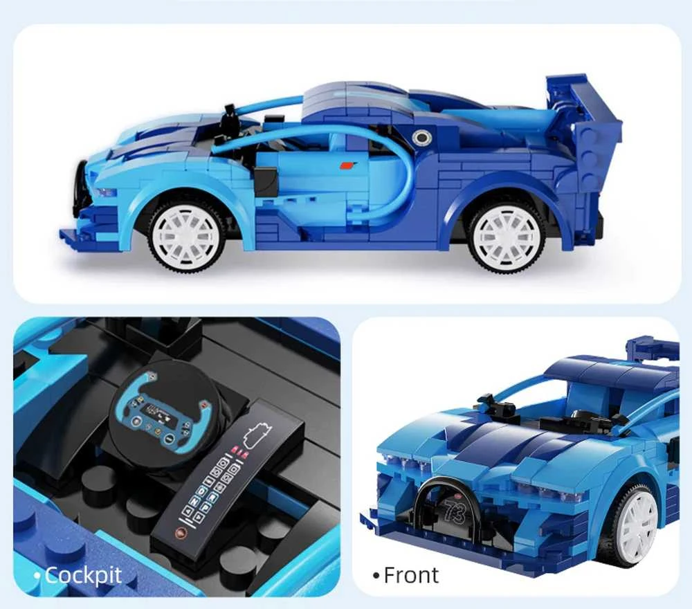 Klocki konstrukcyjne CaDA Zdalnie sterowany samochód Lentyninė mašinėlė Wyścigówka Važiuoklė RC Mėlyna Race Car Dual Mode 325 dalys