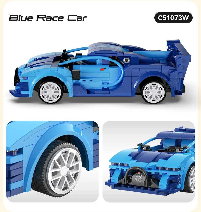 Klocki konstrukcyjne CaDA Zdalnie sterowany samochód Lentyninė mašinėlė Wyścigówka Važiuoklė RC Mėlyna Race Car Dual Mode 325 dalys