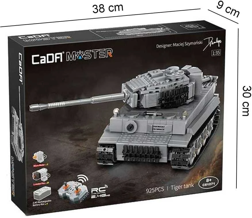 CaDA kaladėlės Nuotolinio valdymo rutulinis tankas Važiuoklė military Tiger Tiger RC 925 dienos