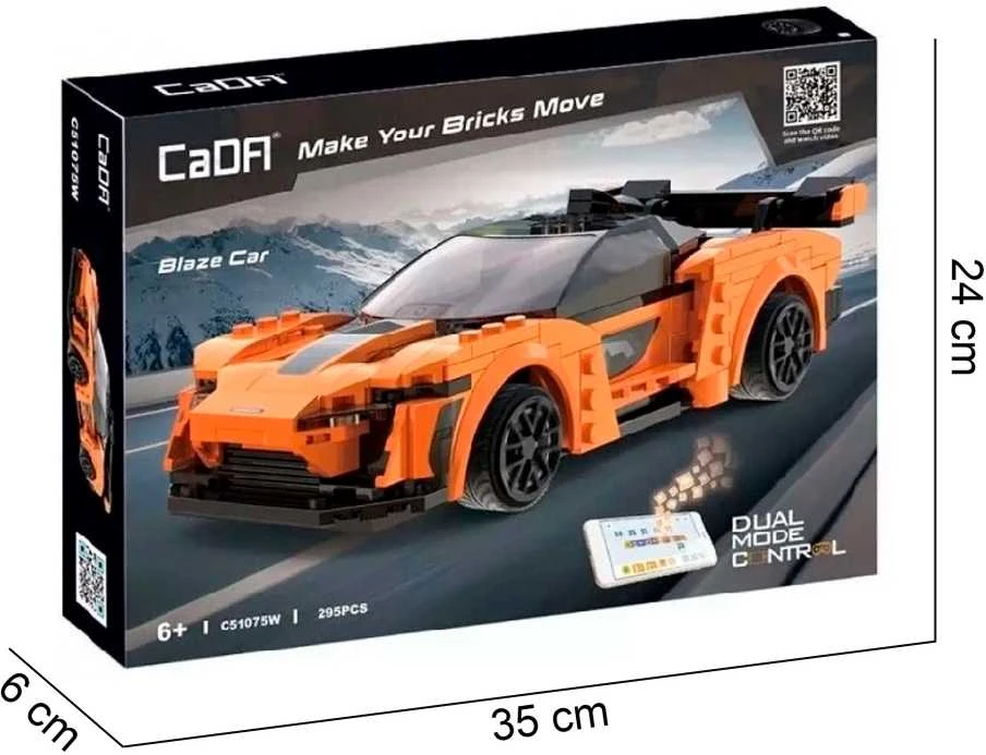 Konstruktorius CaDA Blaze Car C51075W, su RC pultu, 1:20 mastelis (295 dalys)