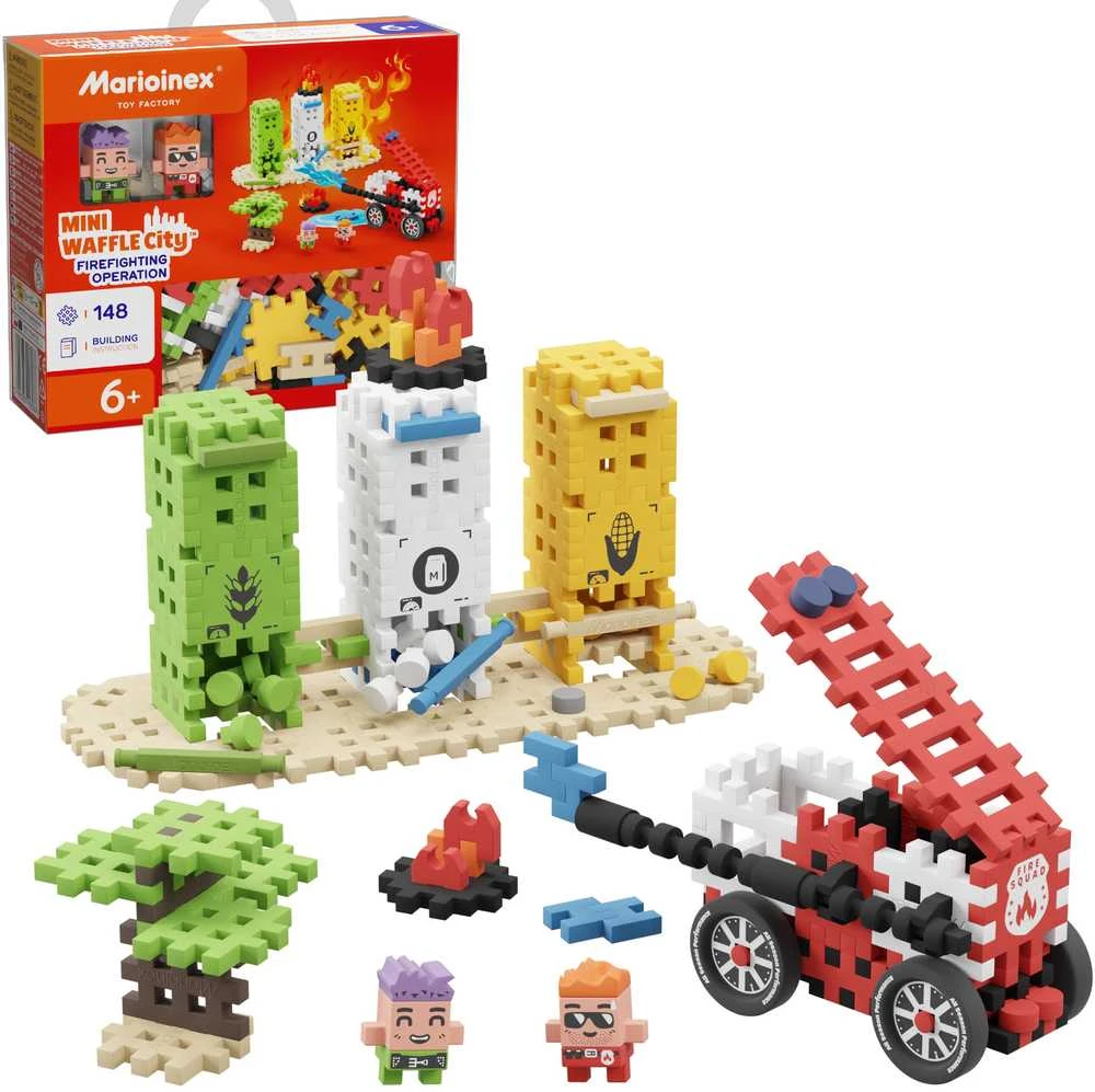 Marioinex Mini Waffle City statybiniai kaladėlės Ugniagesio veiksmas, 148 detalės