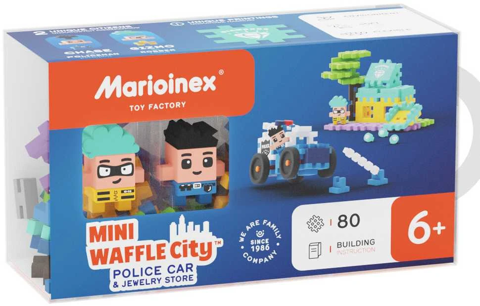 Konstruktorius Marioinex Mini Waffle policijos automobilių ir juvelyrinių dirbinių parduotuvę, 80 d.