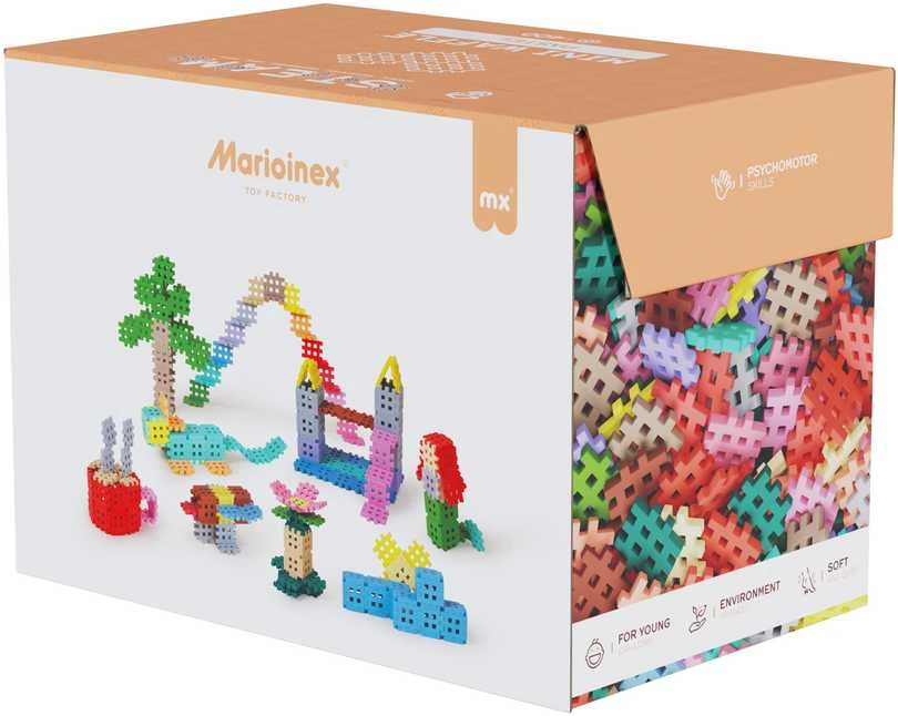 „Marioinex“ mini vafliniai kaladėlės, 400 pastelinių spalvų