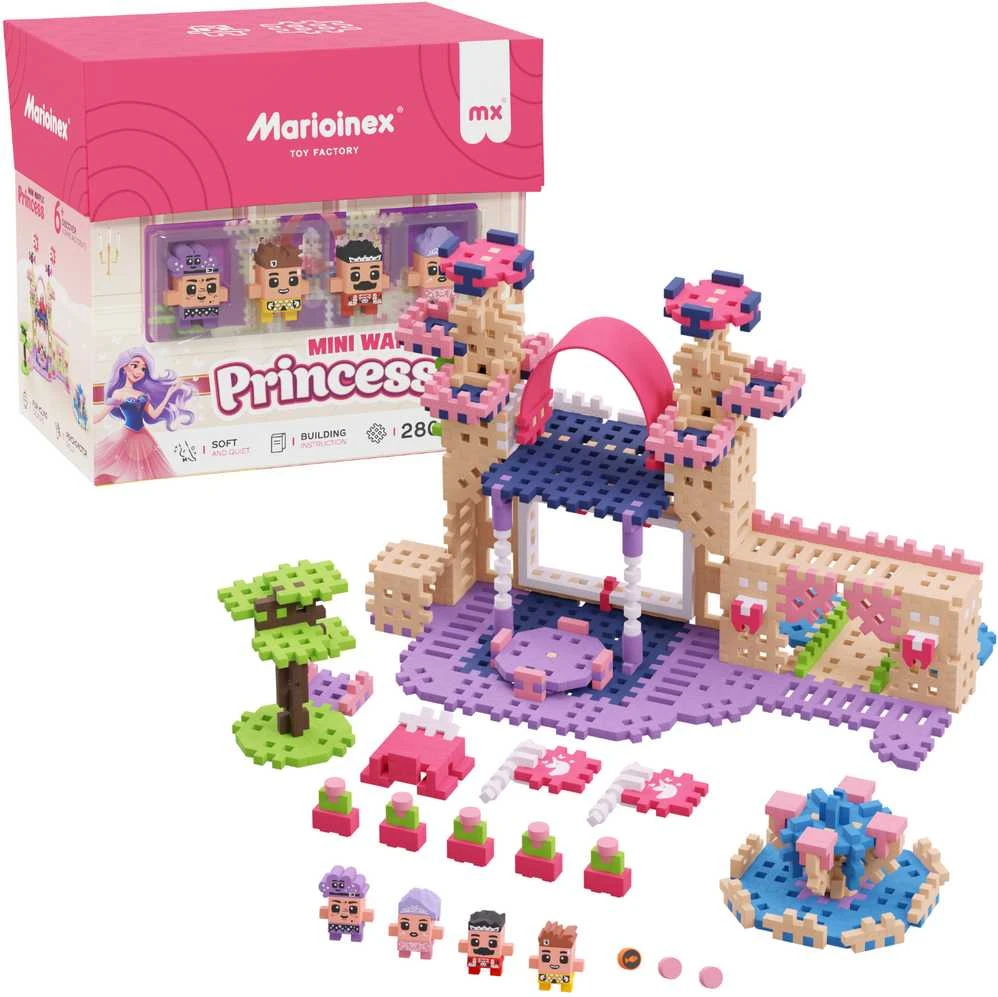 Konstruktorius Marioinex Mini Waffle Princess Karališkas nuotykis, 280 vnt. + figūros, 4 vnt.