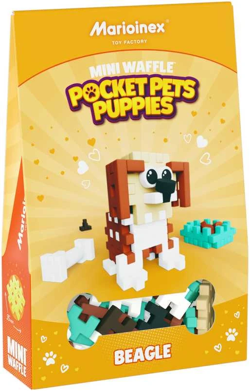 Marioinex Mini Waffle Pocket Pet Beagle – kūrybinis kaladėlių rinkinys vaikams ZA6656