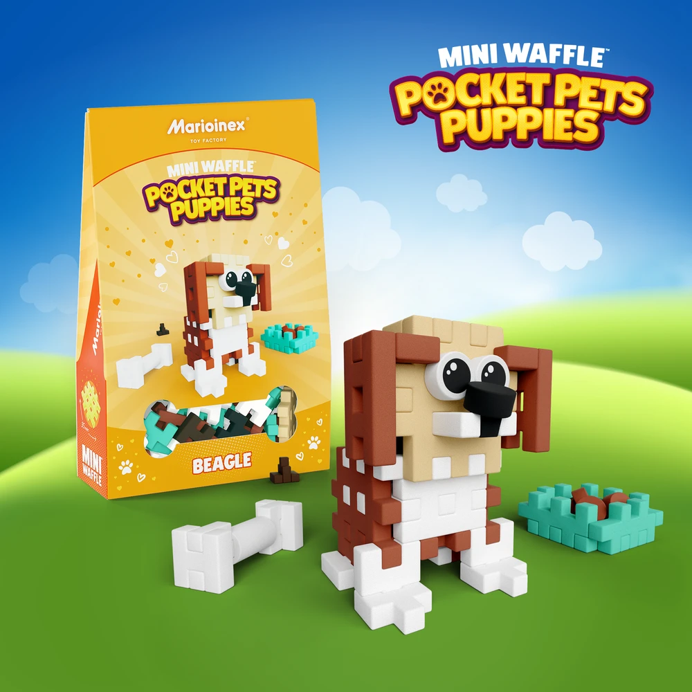 Marioinex Mini Waffle Pocket Pet Beagle – kūrybinis kaladėlių rinkinys vaikams ZA6656