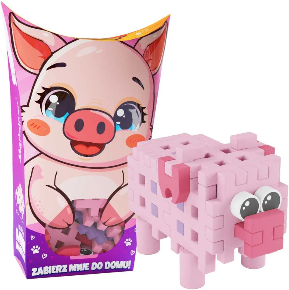 Marioinex Mini Waffle Pocket Pets Kiaulė - kūrybinės kaladėlės vaikams ZA6661