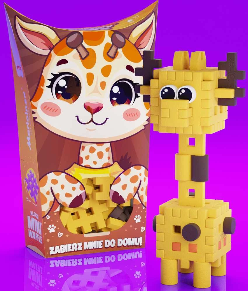 Marioinex Mini Waffle Pocket Pets kaladėlės Žirafa 35 vnt. vaikams ZA6660