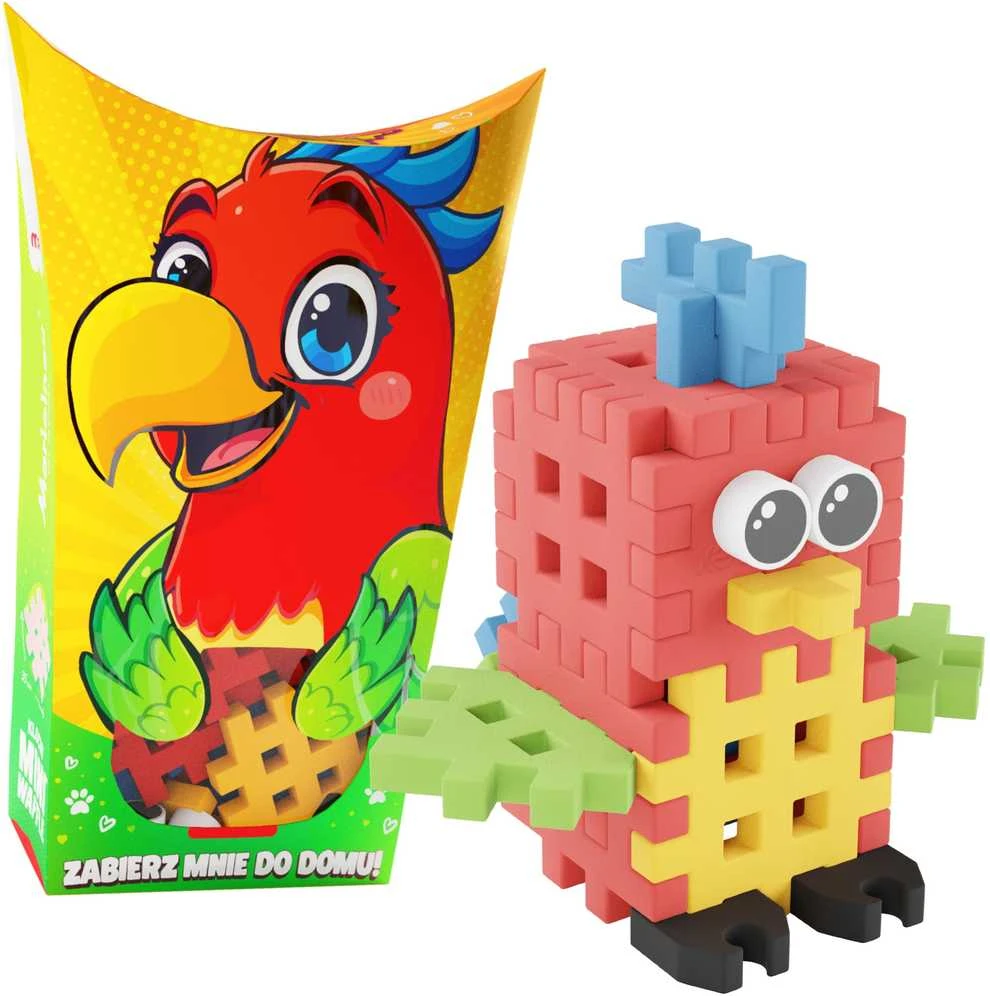 Marioinex Mini Waffle Pocket Pets Papūga kūrybinis kaladėlių rinkinys vaikams ZA6663