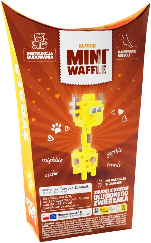 Marioinex Mini Waffle Pocket Pets kaladėlės Žirafa 35 vnt. vaikams ZA6660