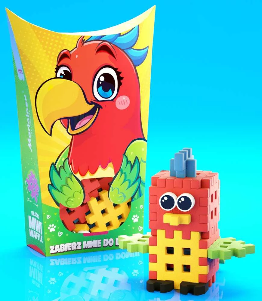 Marioinex Mini Waffle Pocket Pets Papūga kūrybinis kaladėlių rinkinys vaikams ZA6663
