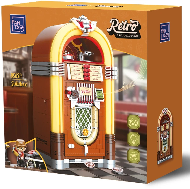 Konstruktoriaus kaladėlės Pantasy Interaktyvus muzikos grotuvas Jukebox iš kaladėlių 1273 elementai