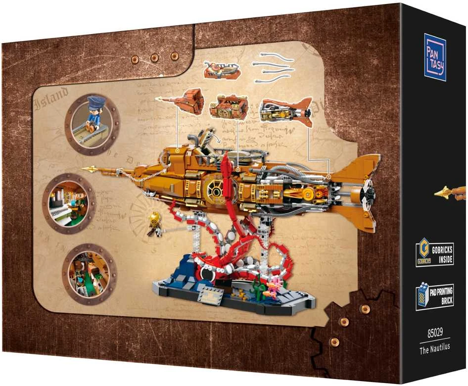 „Pantasy“ konstruktoriaus kaladėlės „Steampunk Nautilus“ povandeninis laivas, 2552 detalės
