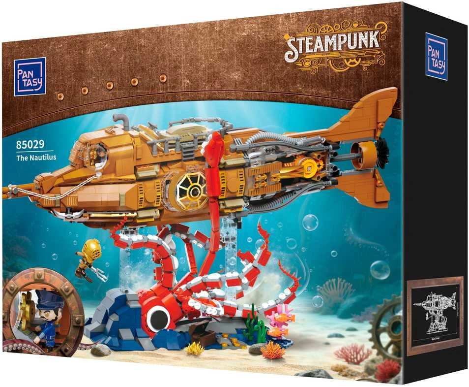 „Pantasy“ konstruktoriaus kaladėlės „Steampunk Nautilus“ povandeninis laivas, 2552 detalės