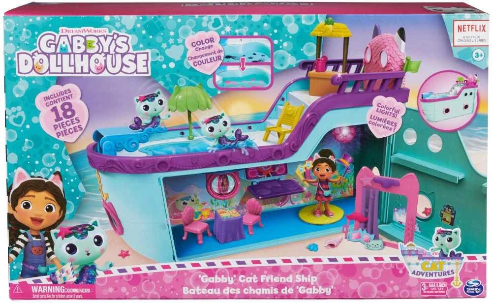 Gabi Cat House didelis rinkinys Laivas su baseino lėle ir undinėlės figūrėle + 18 aksesuarų