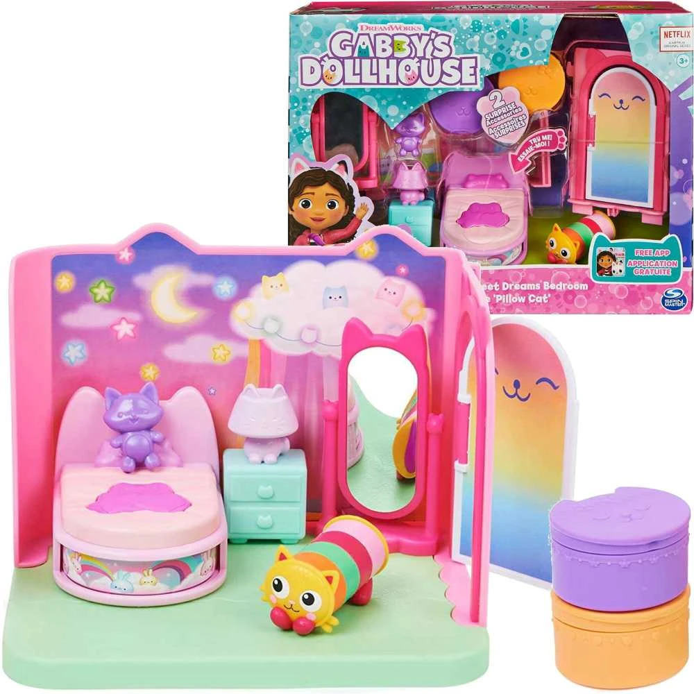 Spin Master Polly Pocket Gabi katės namelis – stebuklingi miegamojo kambariai + katės figūrėlė (GXP-912216)