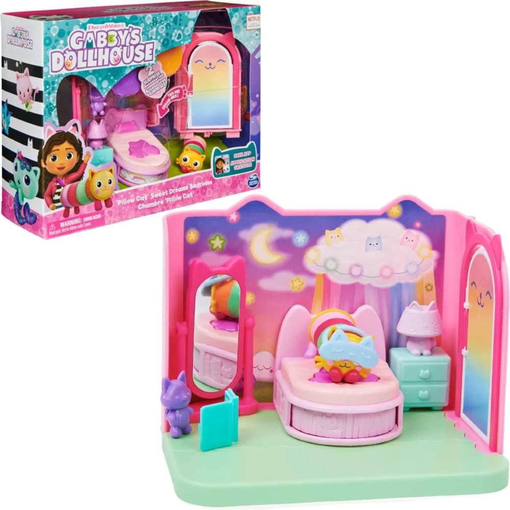 Spin Master Polly Pocket Gabi katės namelis – stebuklingi miegamojo kambariai + katės figūrėlė (GXP-912216)