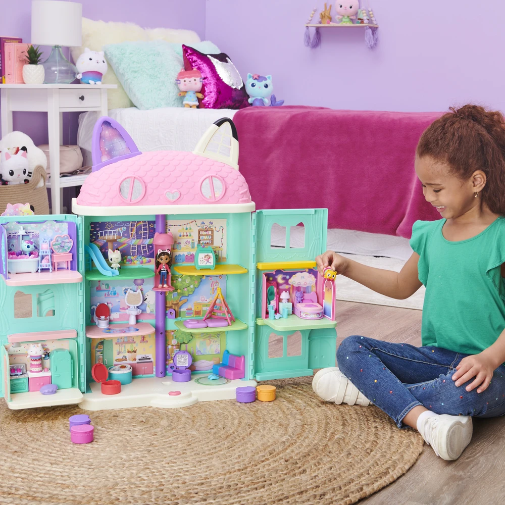 Spin Master Polly Pocket Gabi katės namelis – stebuklingi miegamojo kambariai + katės figūrėlė (GXP-912216)
