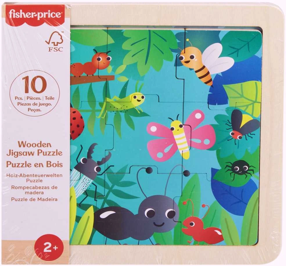 Fisher Price Spalvinga medinė dėlionė Vabzdžiai miške 10 dalių