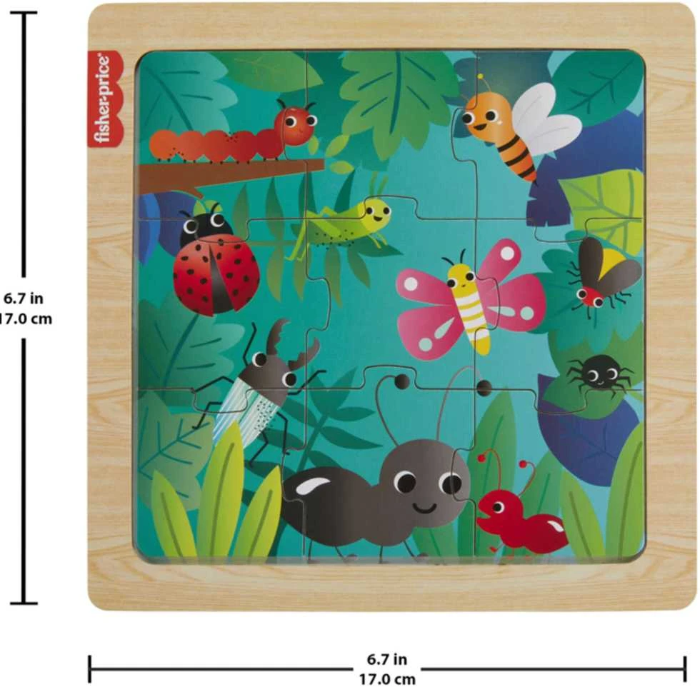 Fisher Price Spalvinga medinė dėlionė Vabzdžiai miške 10 dalių