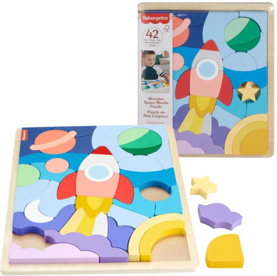 Mattel Fisher - price medinė dėlionė raketa