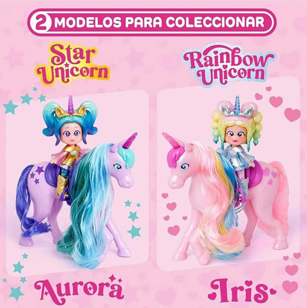 Magic Box KookyLoos Rainbow Iris lėlė + vienaragis su plaukais + priedai