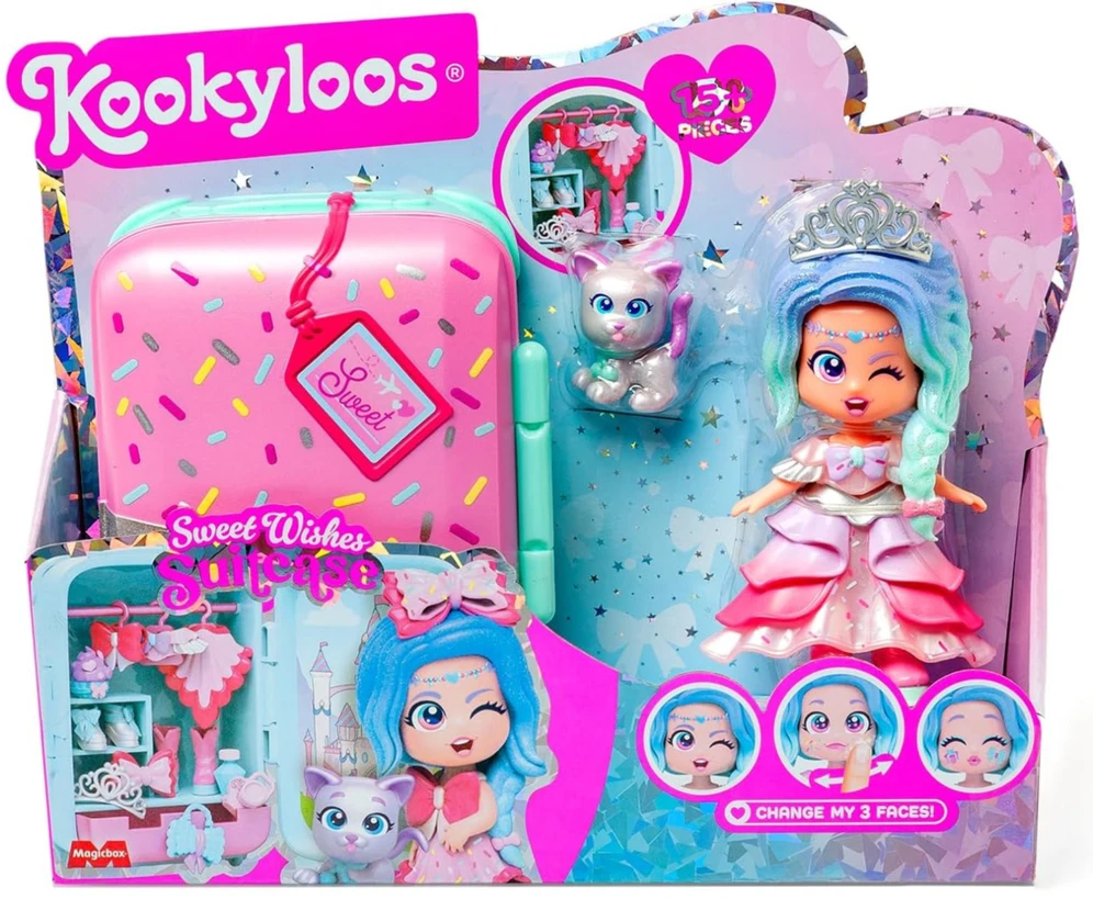 „Kookyloos Sweet Wishes“ lagamino kolekcinė figūrėlė su lagaminu, drabužių spinta ir aksesuarais