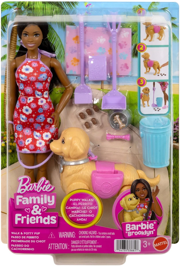 Mattel Lėlė Barbie su šuniuku ir šepetėliu