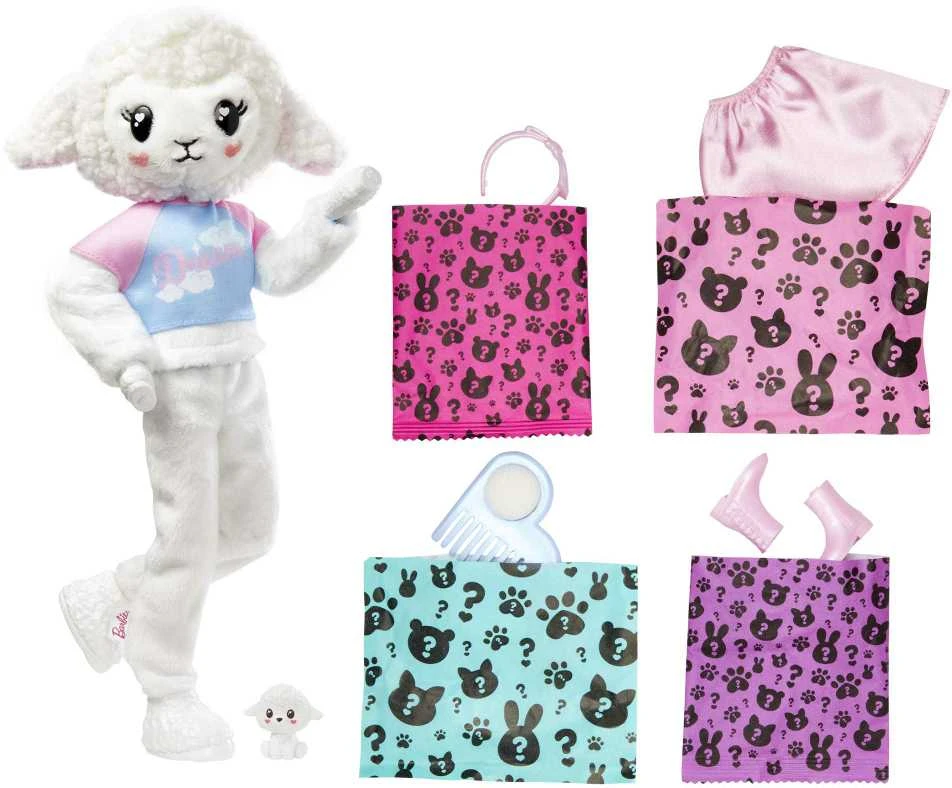 BARBIE „Cutie Reveal“ rinkinys, marškinėlių serija – ėriukė