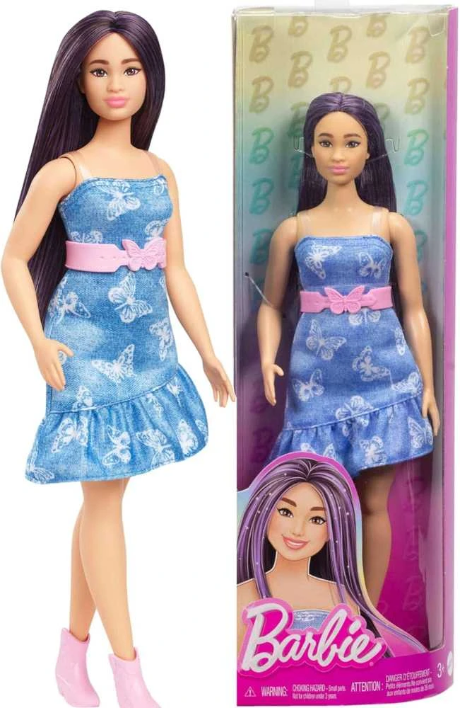 Barbie Barbė - Fashionista lėlė, džinsinė drugelio suknelė (HyT89)