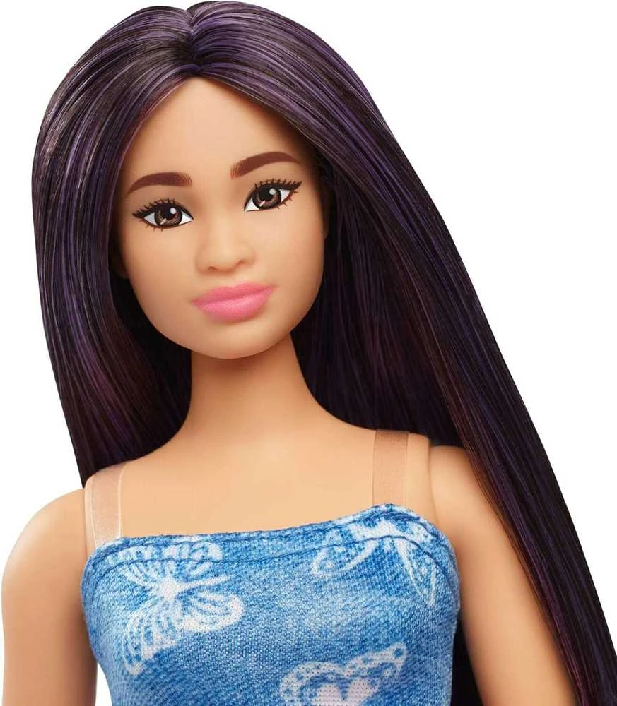 Barbie Barbė - Fashionista lėlė, džinsinė drugelio suknelė (HyT89)