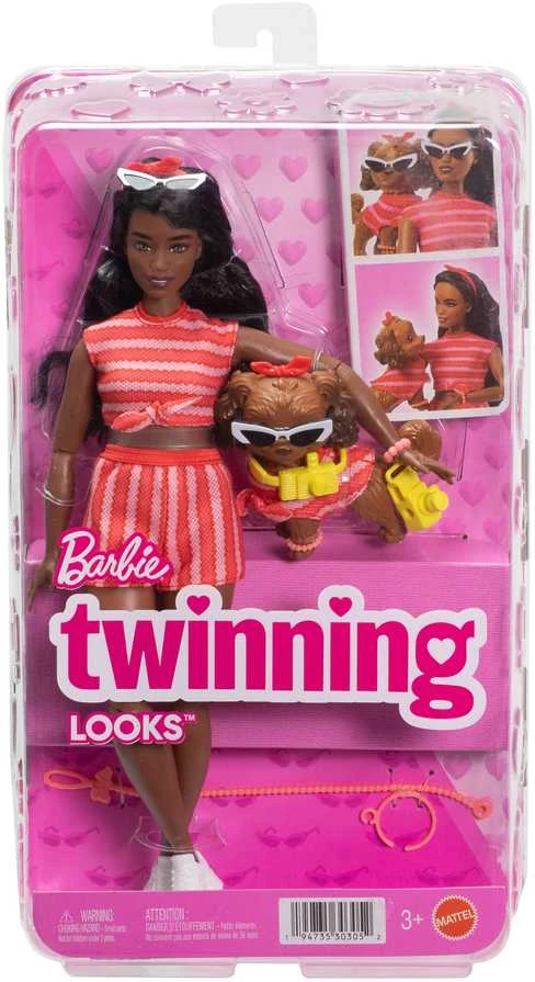 Mattel Lėlė Barbie su šuniuku dryžuotu kostiumėliu