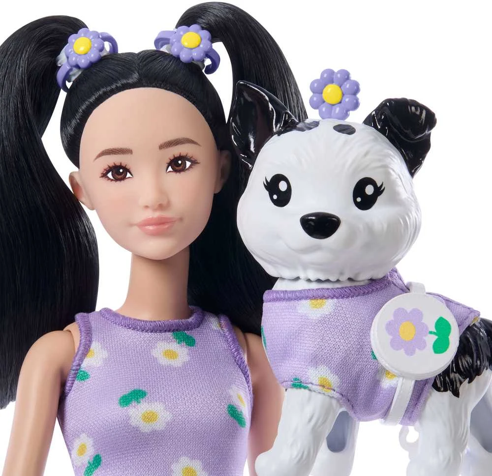 Mattel Lėlė Barbie su šuniuku ir gėlių aksesuarais