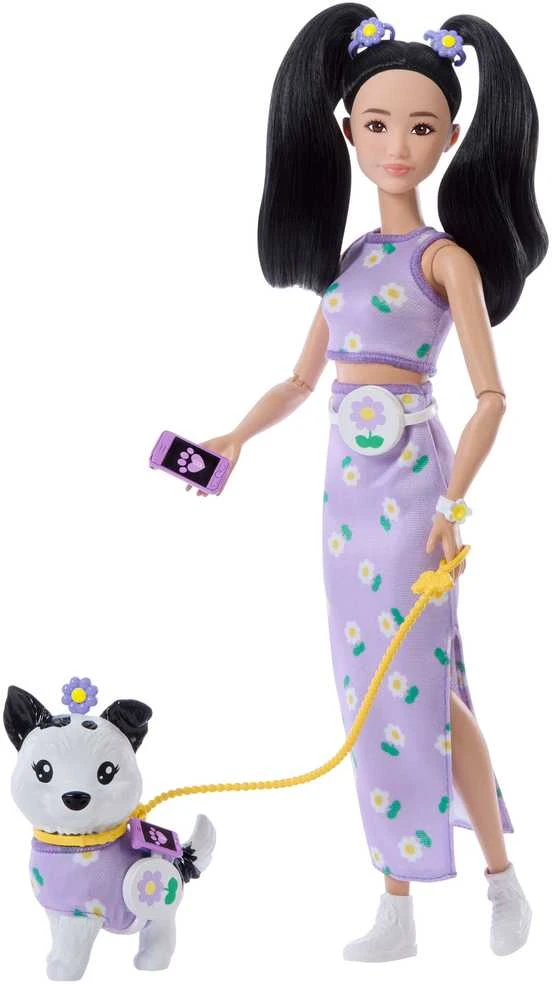 Mattel Lėlė Barbie su šuniuku ir gėlių aksesuarais
