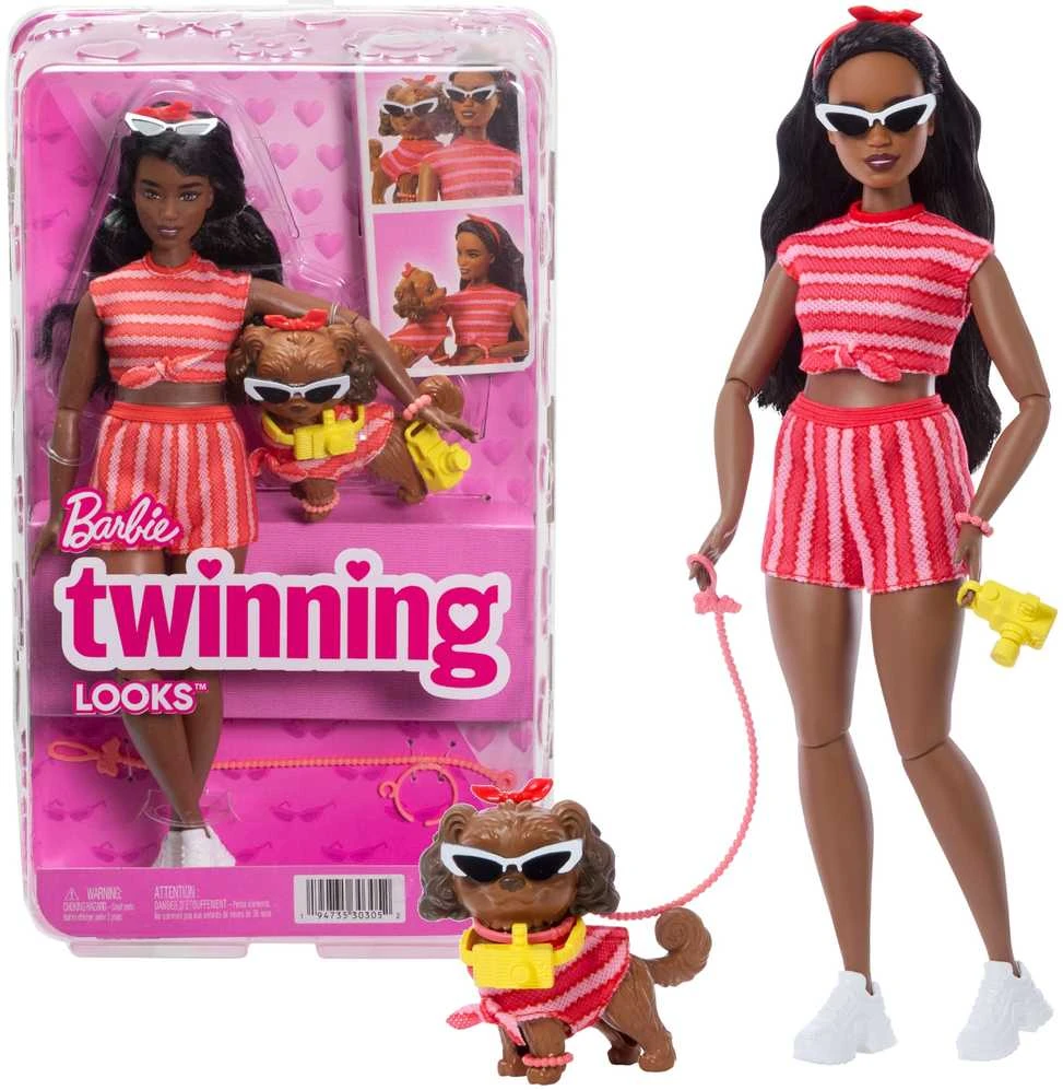 Mattel Lėlė Barbie su šuniuku dryžuotu kostiumėliu