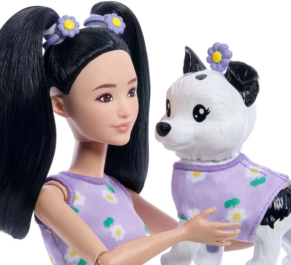 Mattel Lėlė Barbie su šuniuku ir gėlių aksesuarais