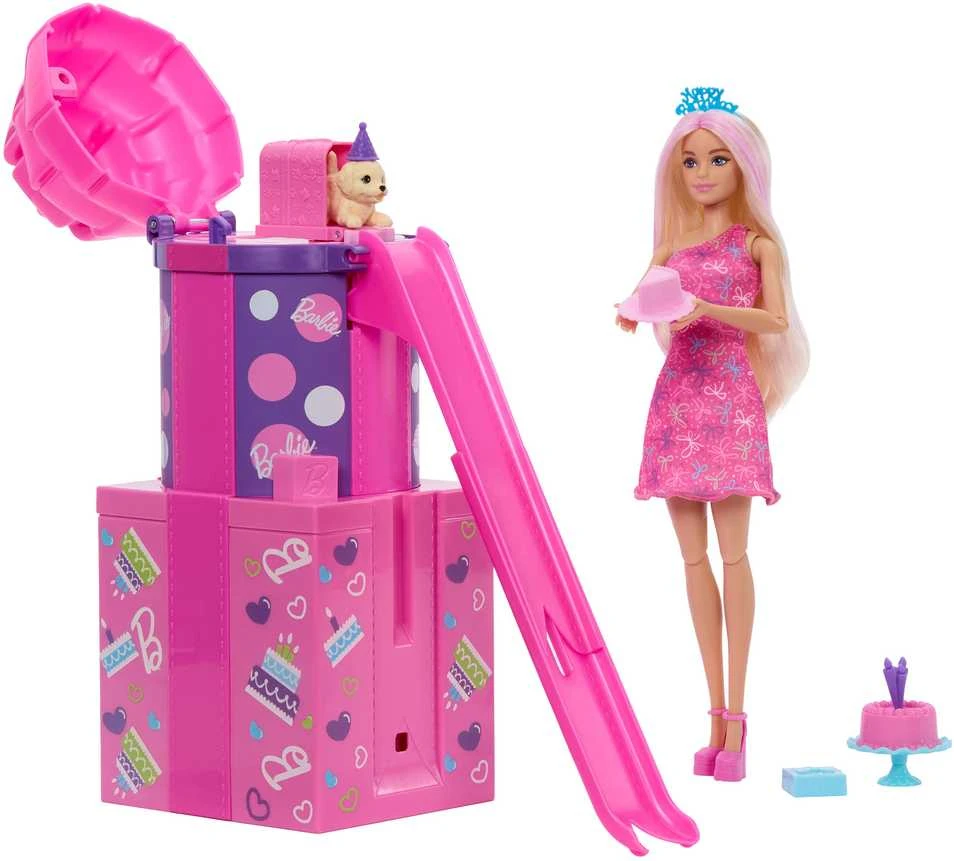 Mattel Lėlė Barbie gimtadienio vakarėlio rinkinys su čiuožykla